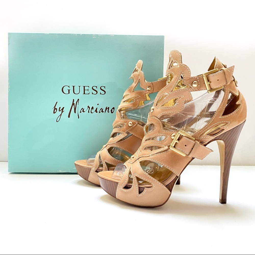 Sandales GUESS BY MARCIANO 'Kelly' - Taille 7.5 US Femme - Talons Hauts - Cuir - Neuves
